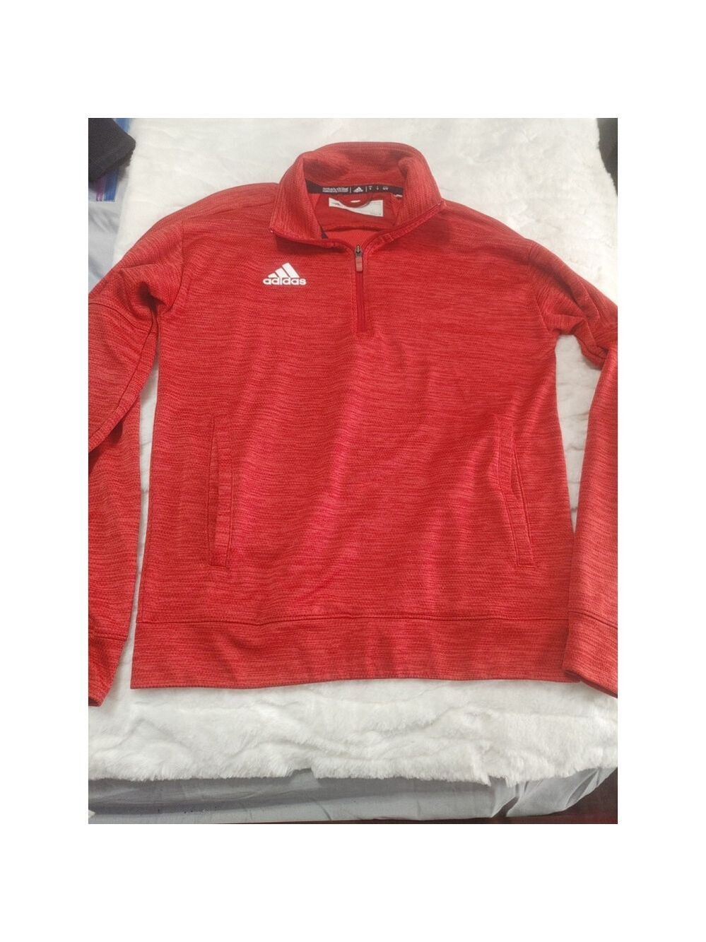 Adidas Mens Athletics Team Issue 1/4 Zip Long Sleeve Sz Small Power Red